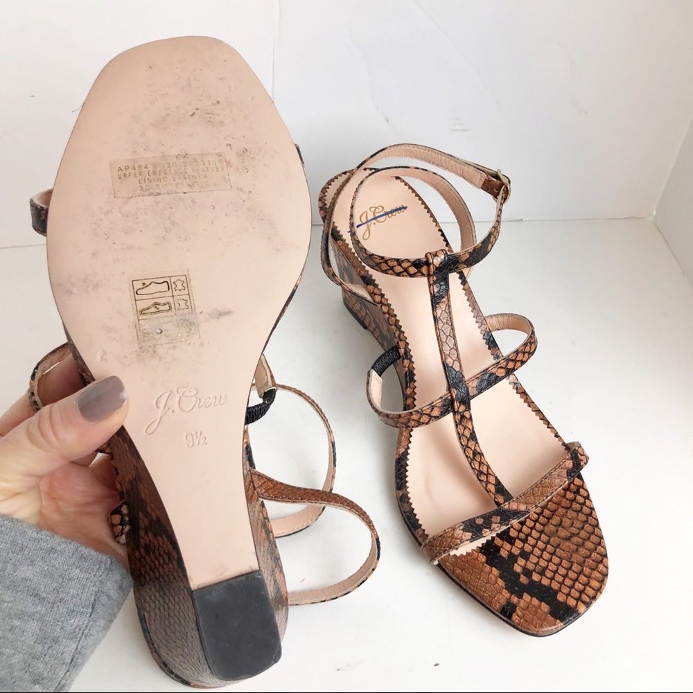 J.Crew Snake Print T-Strap Open Toe Wedge - image 4